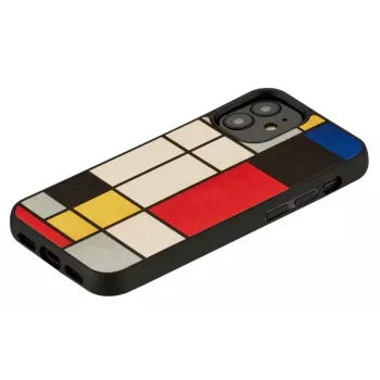 Man and Wood telefona maciņš iPhone 12 mini — koka aizmugure, melns rāmis