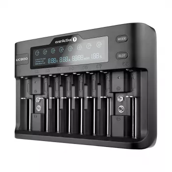 everActive UC-800 lādētājs cilindriskiem Li-ion un Ni-MH akumulatoriem