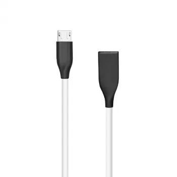Silicone USB-Micro USB kabelis (Balts, 1m)