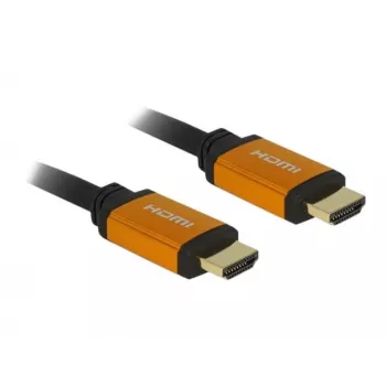 DeLOCK HDMI kabelis – HDMI (M) uz HDMI (M) – 50 cm – Trīskārša izolācija – Melns, Zelts – 8K atbalsts