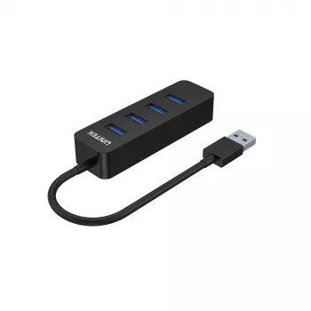 UNITEK uHUB Q4 USB 3.2 Gen 1 Type-A 5000 Mbit/s Melns USB centrmezgls