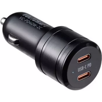 VOLTCRAFT VC-PD40W-2C VC-13431420 Auto lādētājs ar 2 x USB-C, USB Power Delivery, 40 W