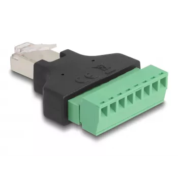 DeLOCK Adapter RJ45 vīrišķais > Spaiļu bloks 8 pin 2-daļīgs 3.81 mm