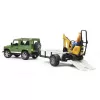 Rotaļu auto komplekts BRUDER Land Rover Defender ar piekabi un ekskavatoru