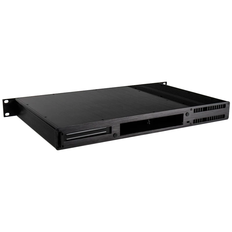 Akasa Galileo TU3 1U statnē montējams Thin Mini-ITX korpuss, bez ventilatora, OEM, melns
