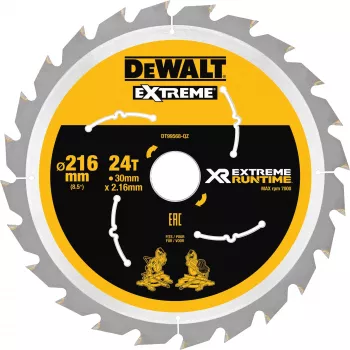 Zāģa asmens DeWALT XR FlexVolt 216mm x 30mm 24T