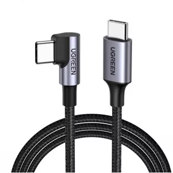Ugreen USB-C (taisns) / USB-C (leņķa) PD QC 60W 3A 0.5m US255 (pelēks)