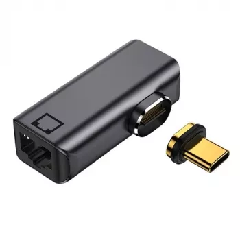 Magnētiskais adapteris USB Type-C - RJ-45, 100/1000Mb