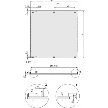 Schroff 20848068 U-profila priekšējais panelis, EMC ekranējams, 3U, 63 HP