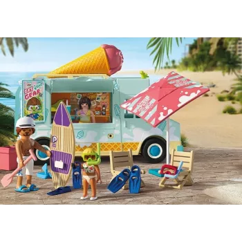 PLAYMOBIL rotaļu komplekts Saldējuma furgons un sērfotava 71904 ar figūriņām