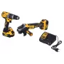 DeWALT DCK2080P2T-QW kombinētais bezvadu instrumentu komplekts — 18V Li-Ion 5Ah (2x), DCG405 slīpmašīna, urbjmašīna/skrūvgriezis, M14 slīpēšanas disks, transportēšanas kaste