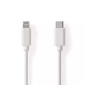 Nedis Lightning kabelis - USB 2.0 | Apple Lightning 8-Pin | USB-C™ savienotājs | 480 Mbps | niķelēts | 1.00 m | Apaļš | PVC | Balts