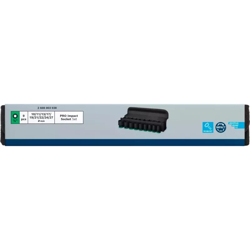 Uzgriežņu atslēgu uzgaļu komplekts Bosch Powertools PRO 1/2 collu 9 gab., melns