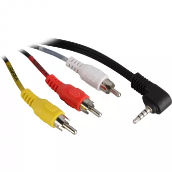 Wentronic Goobay 3,5 mm jack/RCA adaptera kabelis, 1,5 m - 3,5 mm ligzda (4-pinu, stereo) 90° > 3x RCA spraudnis (50209)