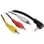 Wentronic Goobay 3,5 mm jack/RCA adaptera kabelis, 1,5 m - 3,5 mm ligzda (4-pinu, stereo) 90° > 3x RCA spraudnis (50209)