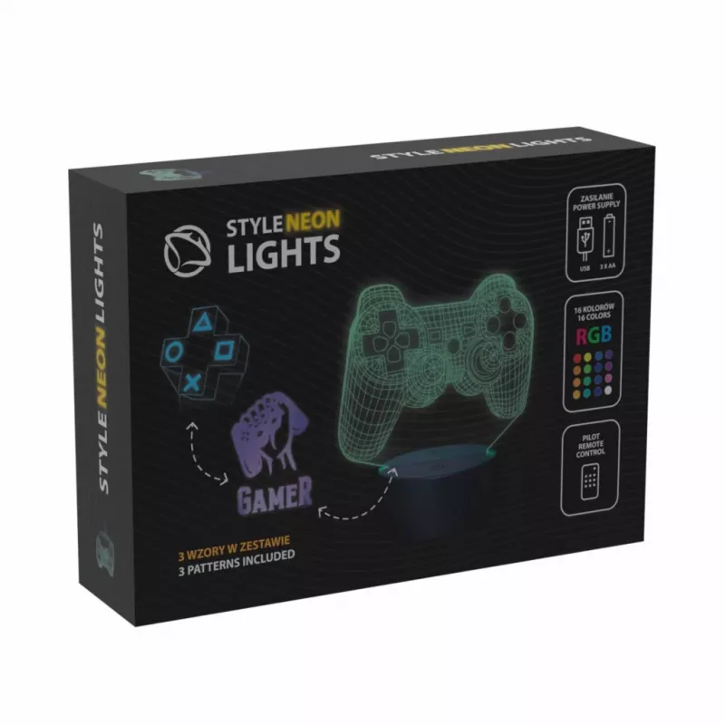 Galda LED lampa MANTA SNL122RGB RGB 3D gaismas dekorācija, krāsu mainoša RGB, USB barošana
