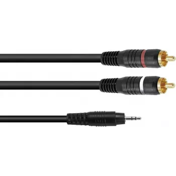 Adaptera kabelis 3.5 mm ligzda uz 2x RCA Omnitronic 3022514X, 0.5 m