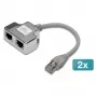 Ekranēts Cat5e savienotājadapteris 2× Cat5e, 0,19 m, pelēks/sudrabs - DIGITUS