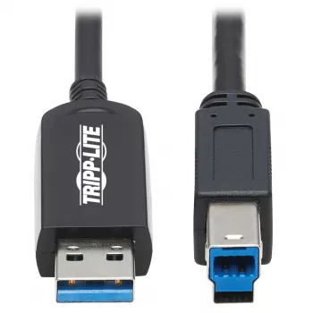 Eaton Tripp Lite Series USB 3.2 Gen 1 Plenum-Rated Fiber Active Optical Cable (AOC) - A/B M/M, Melns, 20m - USB kabelis - USB Type A (vīrietis) uz USB Type B (vīrietis) - USB 3.2 Gen 1 - 20,0 m