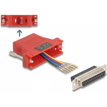 DELOCK montāžas komplekts D-Sub 25-pin sievišķais uz RJ12 sievišķo, sarkans