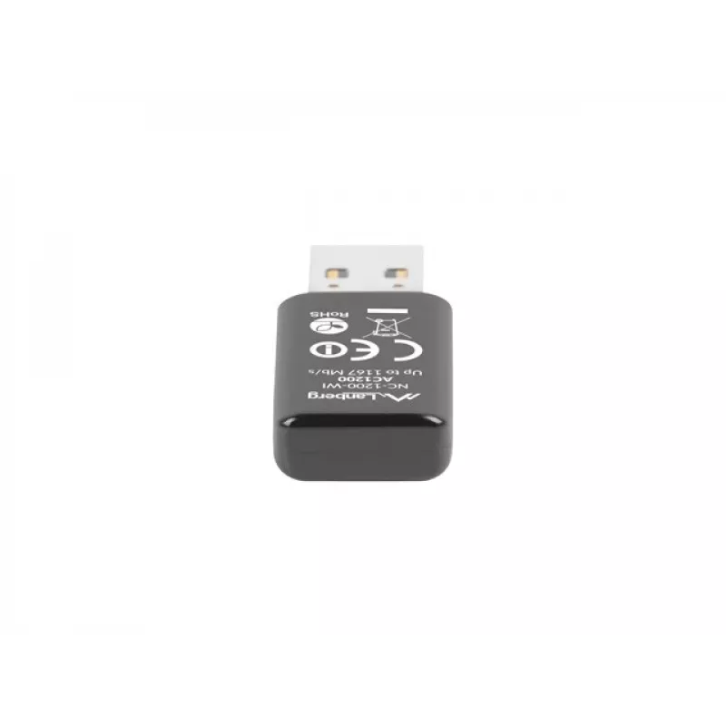 Lanberg NC-1200-WI AC1200 USB 3.0 WiFi adapteris diviem frekvencēm, 2 iekšējās antenas, melns