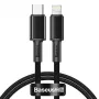 Baseus augsta blīvuma pīts kabelis Type-C uz Lightning, PD, 20W, 1m (Melns)