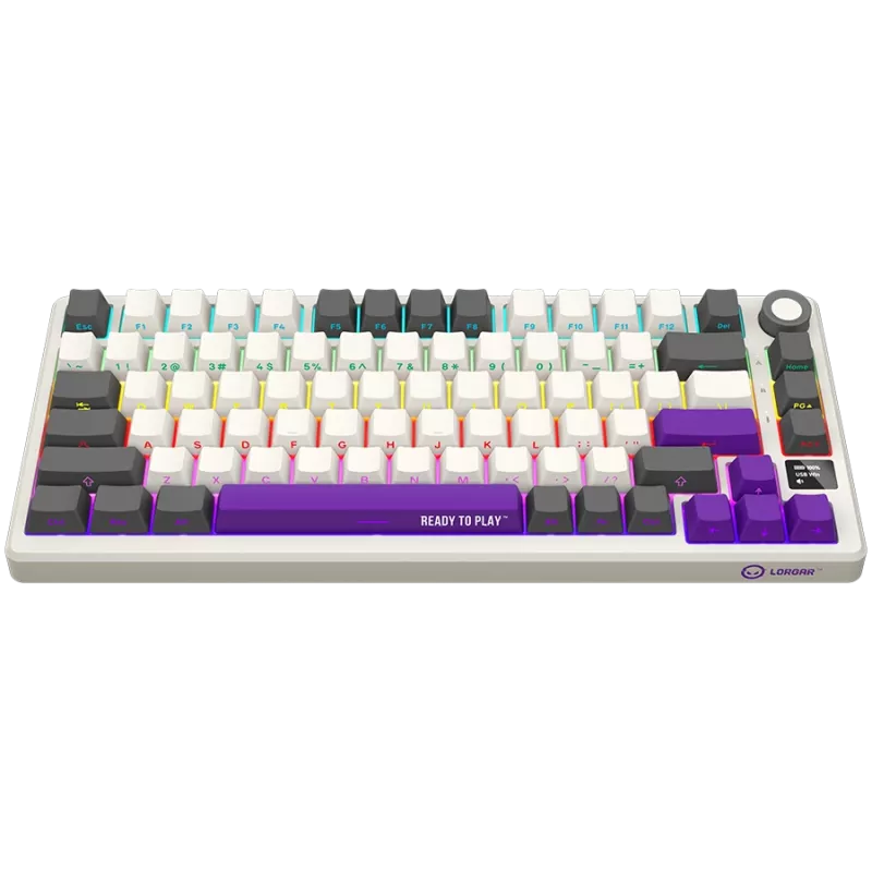 LORGAR KBP7075W, Bezvadu 75% mehāniskā spēļu tastatūra Pro, Bēša, EN izkārtojums