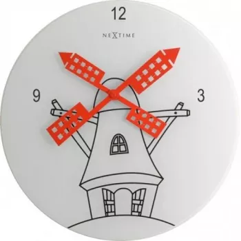 NeXtime klok 8807 Windmil, Ø30 cm, sienas, Balts/Melns/Sarkans