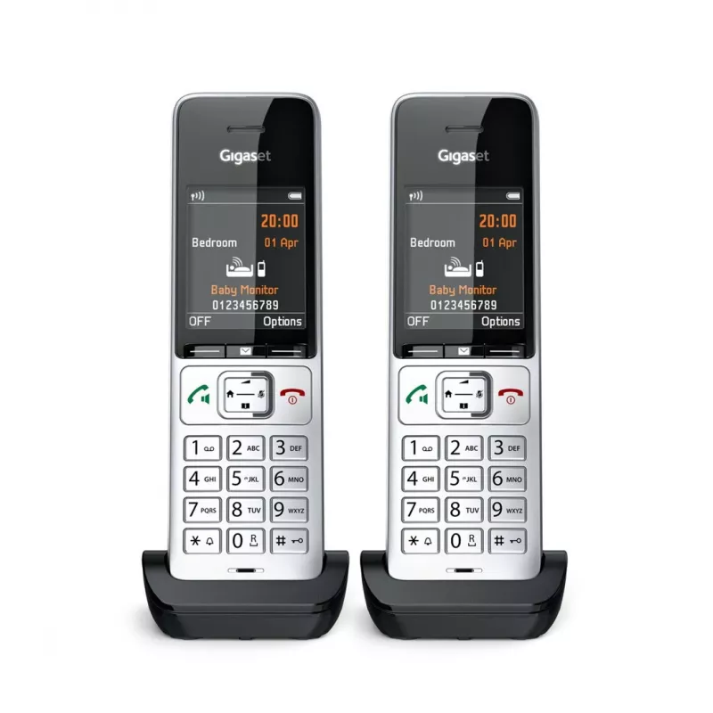 Gigaset COMFORT 500HX duo Analog/DECT telefons ar zvana identifikāciju Melns, Sudrabs