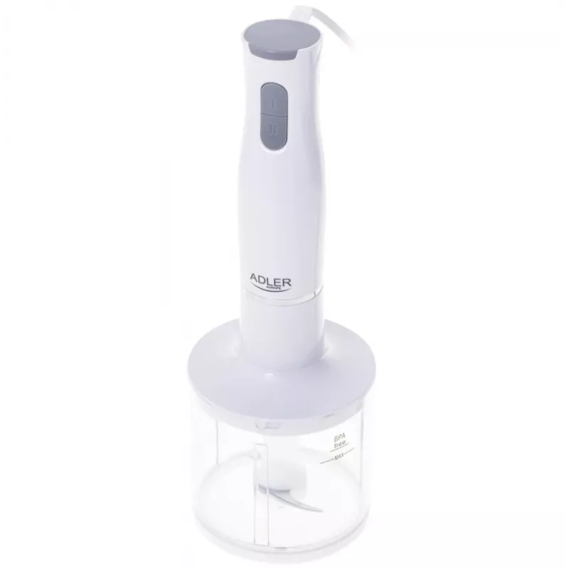 Adler AD 4620 rokas blenderis ar piederumiem, 800 W, 2 ātrumi, smalcinātājs 450 ml, mērtrauks 750 ml, putotājs, balts