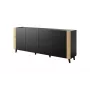 Kumode FARO KOM200 CZ — 2000×420×820 mm, matēti melns rāmis, ozolkrāsas frontes