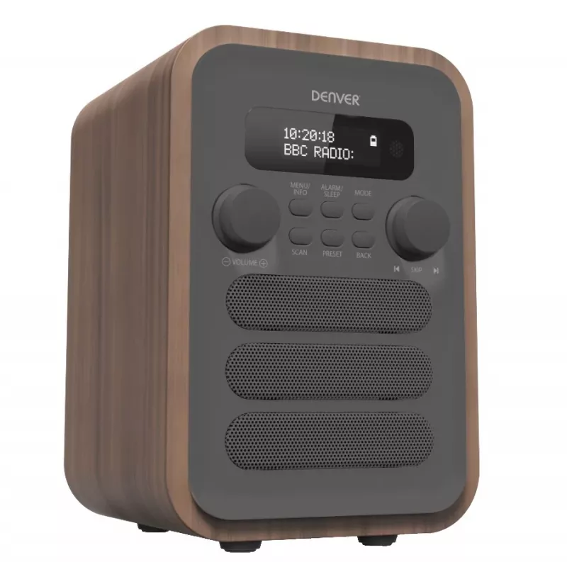 Denver DAB-48GREY Personālais digitālais radio pelēks, koks