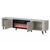 TV skapis Cama Meble Volare 200 x 39 x 49 cm smilškrāsā ar elektrisko kamīnu