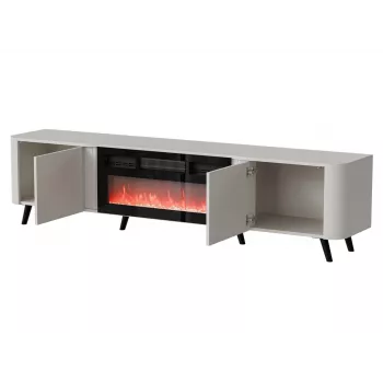 TV skapis Cama Meble Volare 200 x 39 x 49 cm smilškrāsā ar elektrisko kamīnu