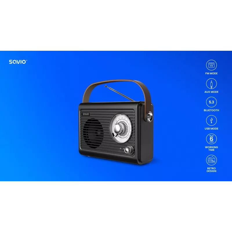 Pārnēsājamais radio Savio RS-01 Analog Melns