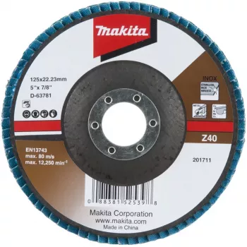 Makita slīpēšanas disks - metālam, nerūsējošajam tēraudam, krāsainajiem metāliem - 125 mm - Grauds: Z40 (D-63781)