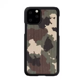 Aizsargmaciņš iPhone 11 Pro man and wood — kamuflāžas melns ar dabīgu koku