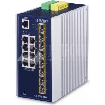 Pārvaldāms slēdzis PLANET IP30 Industriālais L3 8-Portu Gigabit Ethernet
