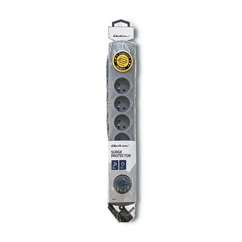 Pārsprieguma aizsargs Qoltec 50166 Pelēks 6 AC Kontaktligzdas 230V 3m