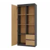 Top e Shop RS-80 BILY biroja grāmatplaukts, antracīta rāmis, ozolkoka durvis, 7 plaukti, 2 atvilktnes, 1800×800×350 mm