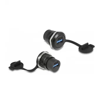 Keystone modulis DELOCK 86966 — USB 3.2 Gen 1 Type-A uz Type-A, melns, 32,5×23,5 mm