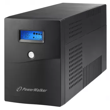 Nepārtrauktās barošanas avots PowerWalker VI 3000 SCL — Line-interaktīvs UPS 3 kVA / 1800 W, 230 V, 9 Ah akumulators, LCD, Tornis, Melns