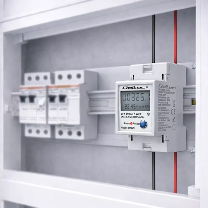 Enerģijas skaitītājs QOLTEC Vienfāzes DIN-sliežu 230V (50979)