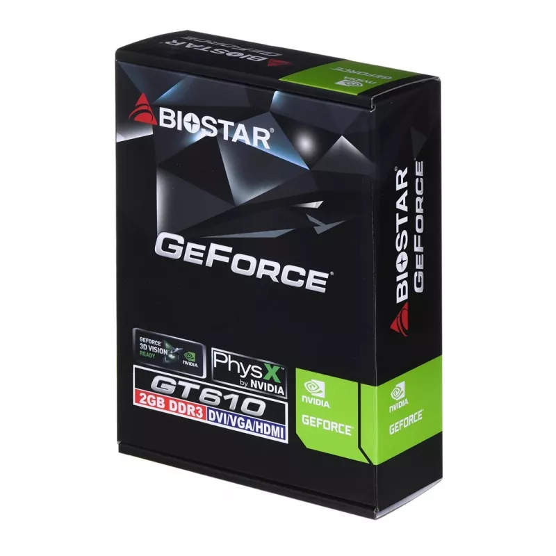 Videokarte BIOSTAR GeForce GT 610 — 2 GB GDDR3, 64 bitu, PCIe x16, 700 MHz