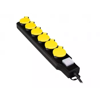 Pagarinātājs LogiLink LPS256 1.5m 6 kontaktligzdas Āra Melns Dzeltens