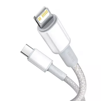 Baseus High Density Braided USB-C uz Lightning kabelis, 20W, PD, 2m (balts)