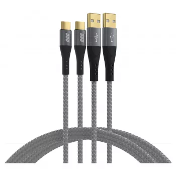 EFB Elektronik USB-A uz USB-C kabeļu komplekts 60W QC 3A 2x3m Pelēks - Digitāls/Dati (USB-AC-00009)