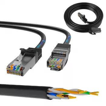 LAN vads Extralink Cat5e FTP 5 m, vara vītā pāra, RJ-45–RJ-45, melns