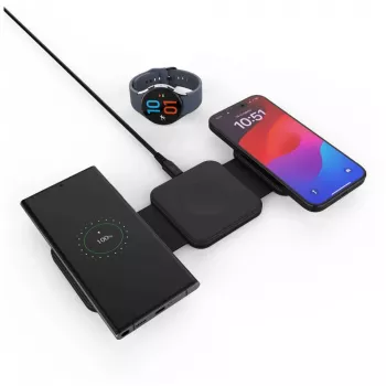 Bezvadu salokāms lādētājs FIXED FIXFLE-SA-BK 3-in-1 Samsung ierīcēm