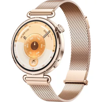 Viedpulkstenis HUAWEI WATCH GT6 1,32 collu AMOLED, 41 mm, nerūsējošais tērauds, zelts, Milānas siksniņa, IP69, 14 dienu baterija